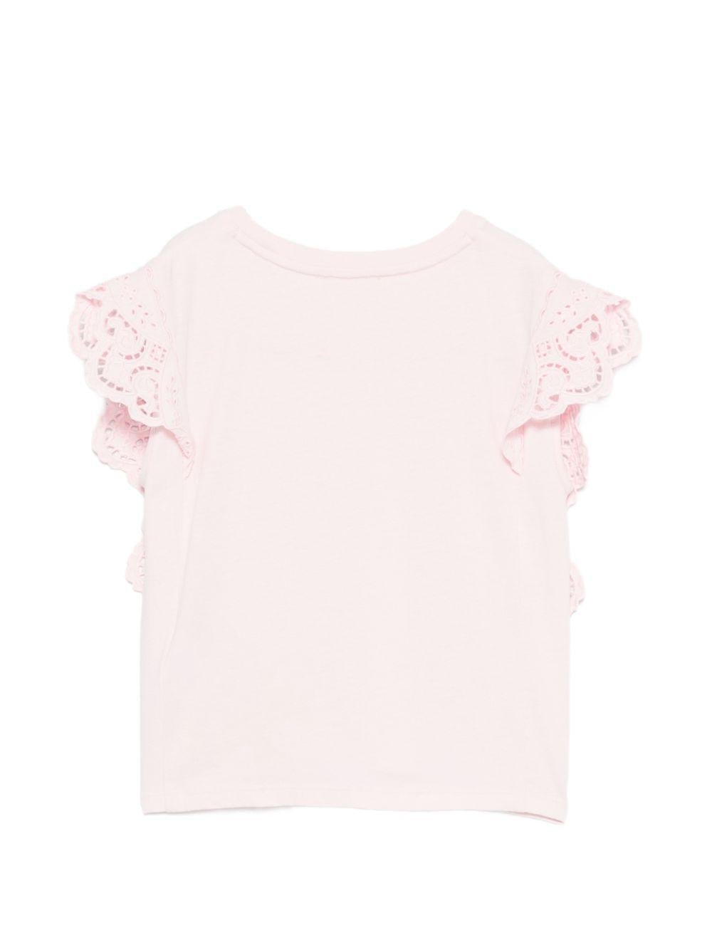 T-shirt Malalia per bambina Louise Misha rosa con dettagli in pizzo - Rubino Kids