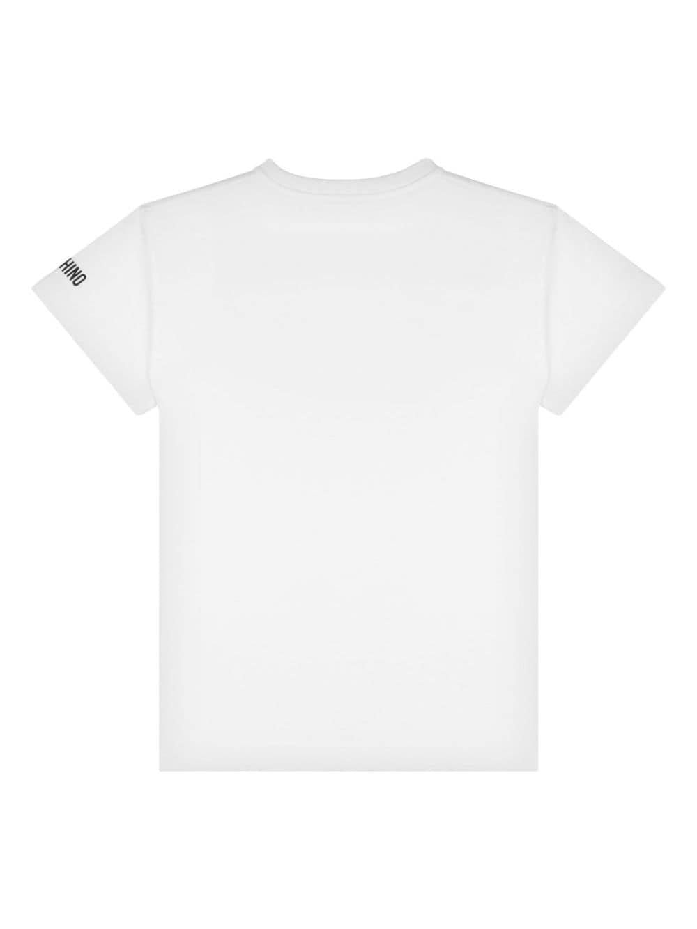 T shirt per bambina bianca Moschino con stampa LOVE nera - Rubino Kids