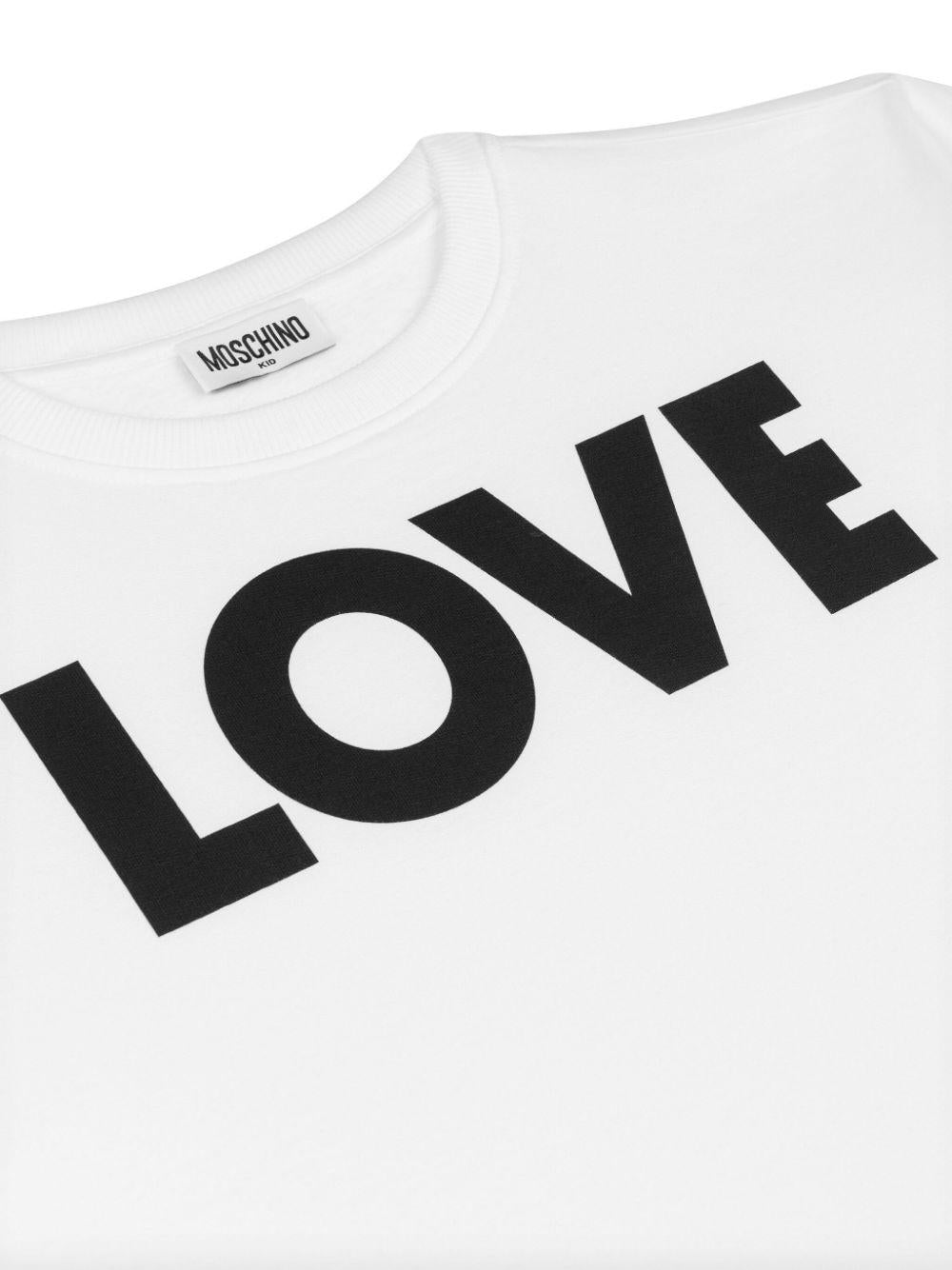 T shirt per bambina bianca Moschino con stampa LOVE nera - Rubino Kids