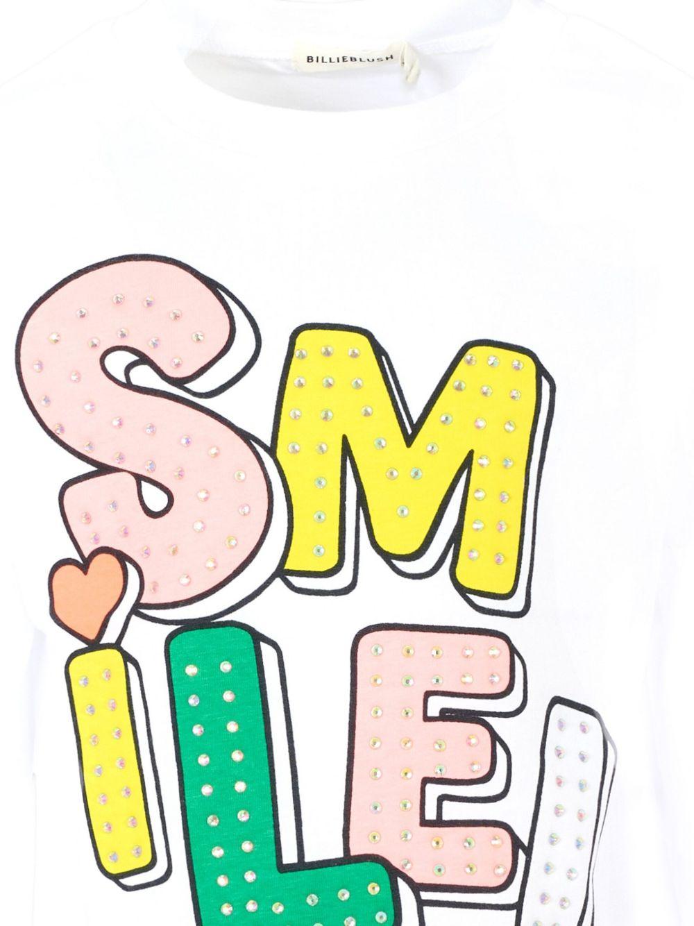 T-shirt per bambina Billieblush bianca con stampa con slogan - Rubino Kids