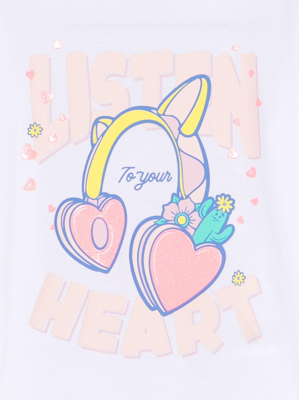 T-shirt per bambina Billieblush bianca con stampa grafica - Rubino Kids