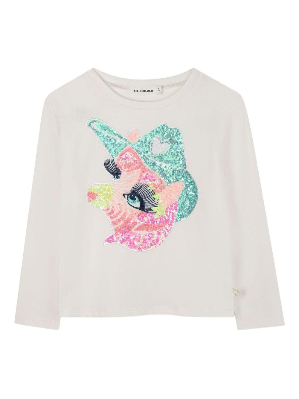 T-shirt per bambina Billieblush bianco con decorazione con paillettes - Rubino Kids