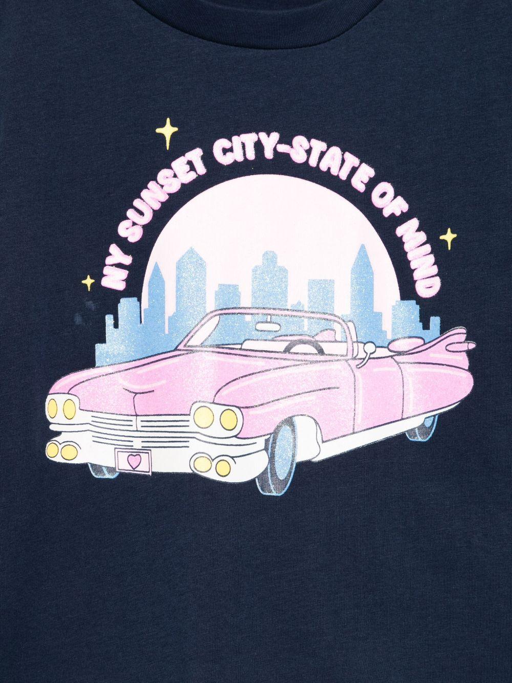 T-shirt per bambina Billieblush blu con stampa grafica - Rubino Kids