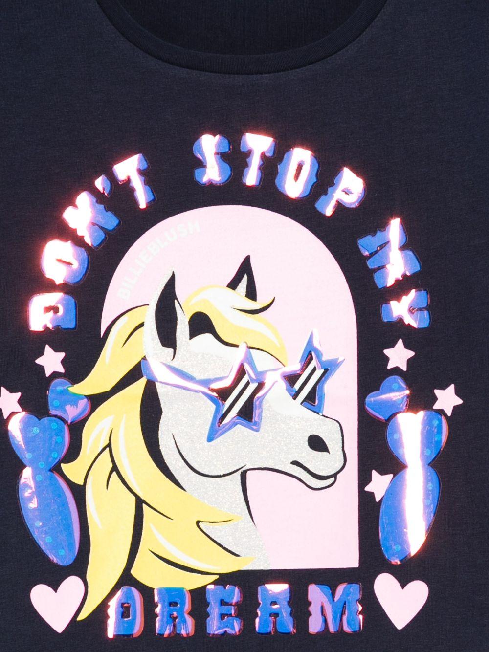 T-shirt per bambina Billieblush blu con tampa unicorno - Rubino Kids