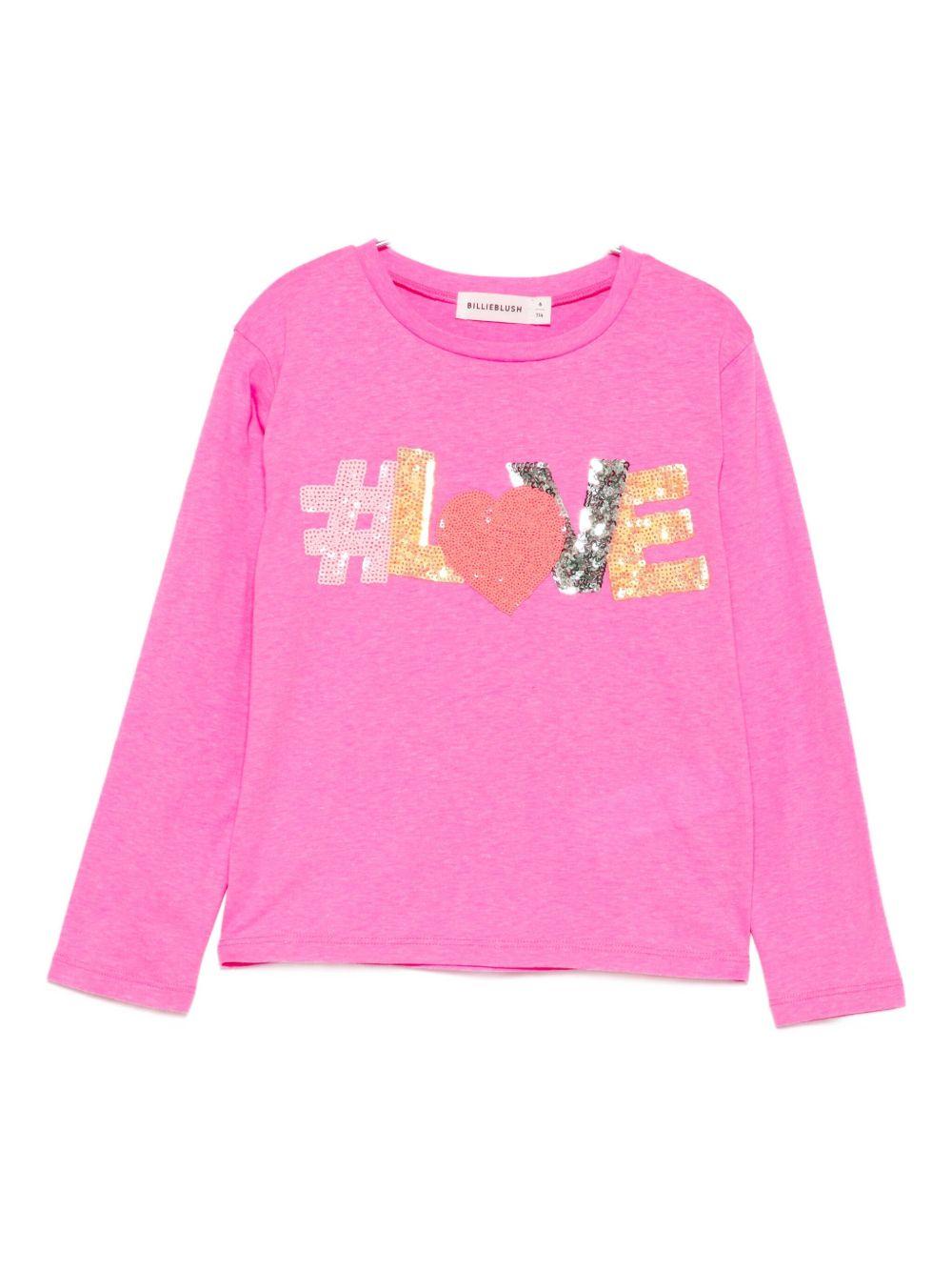 T-shirt per bambina Billieblush fucsia con decorazioni con paillettes - Rubino Kids