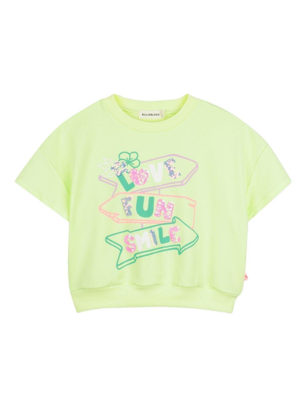 T-shirt per bambina Billieblush gialla con stampa grafica sul davanti - Rubino Kids