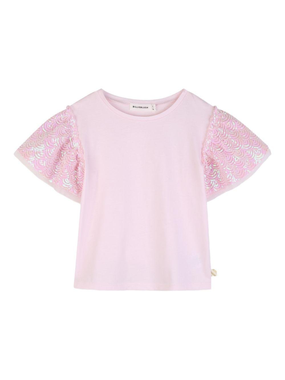 T-shirt per bambina Billieblush rosa con decorazione con paillettes - Rubino Kids