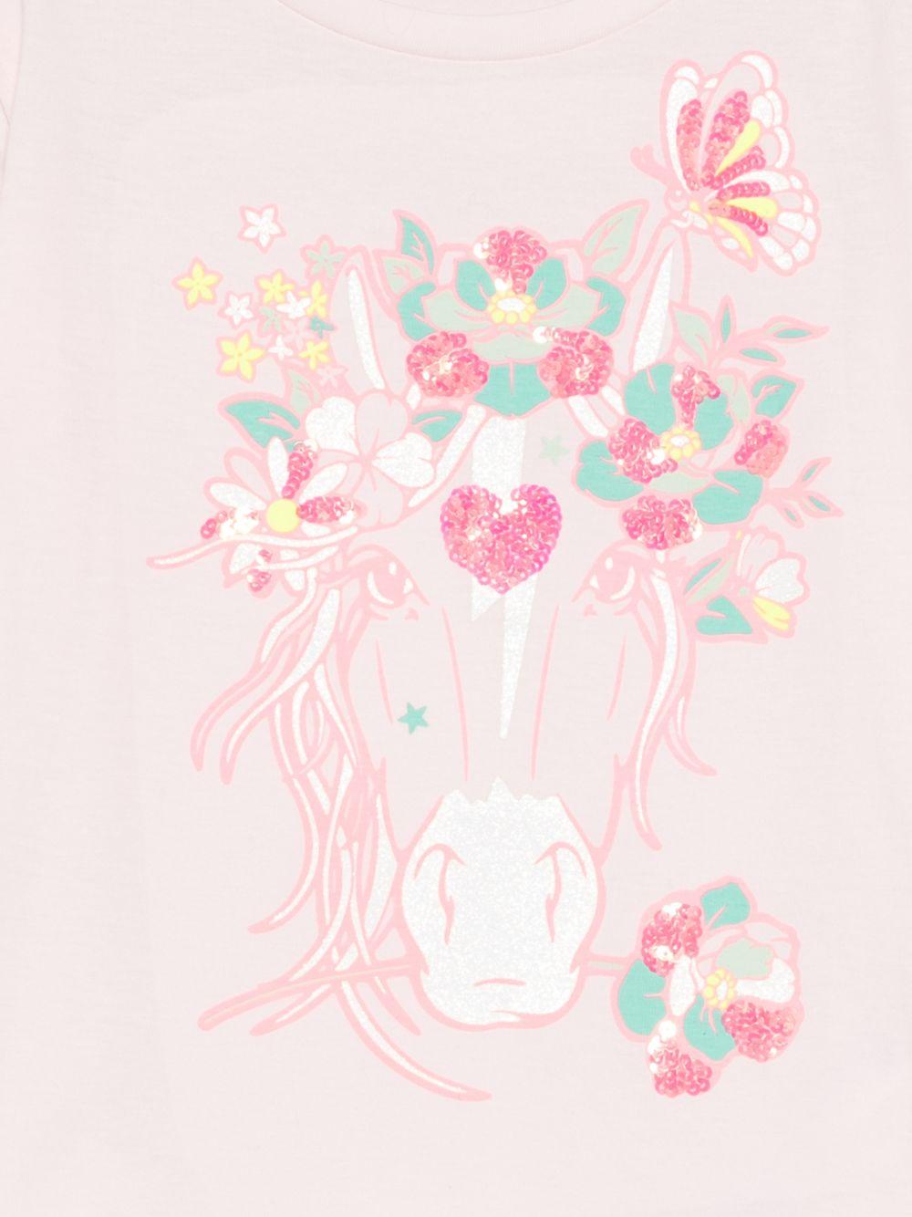 T-shirt per bambina Billieblush rosa con stampa grafica - Rubino Kids