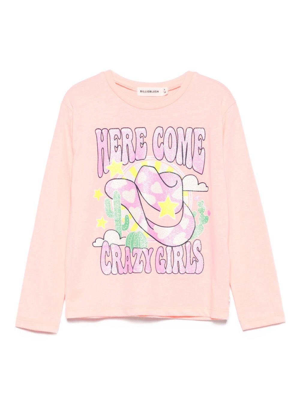 T-shirt per bambina Billieblush rosa con stampa grafica - Rubino Kids