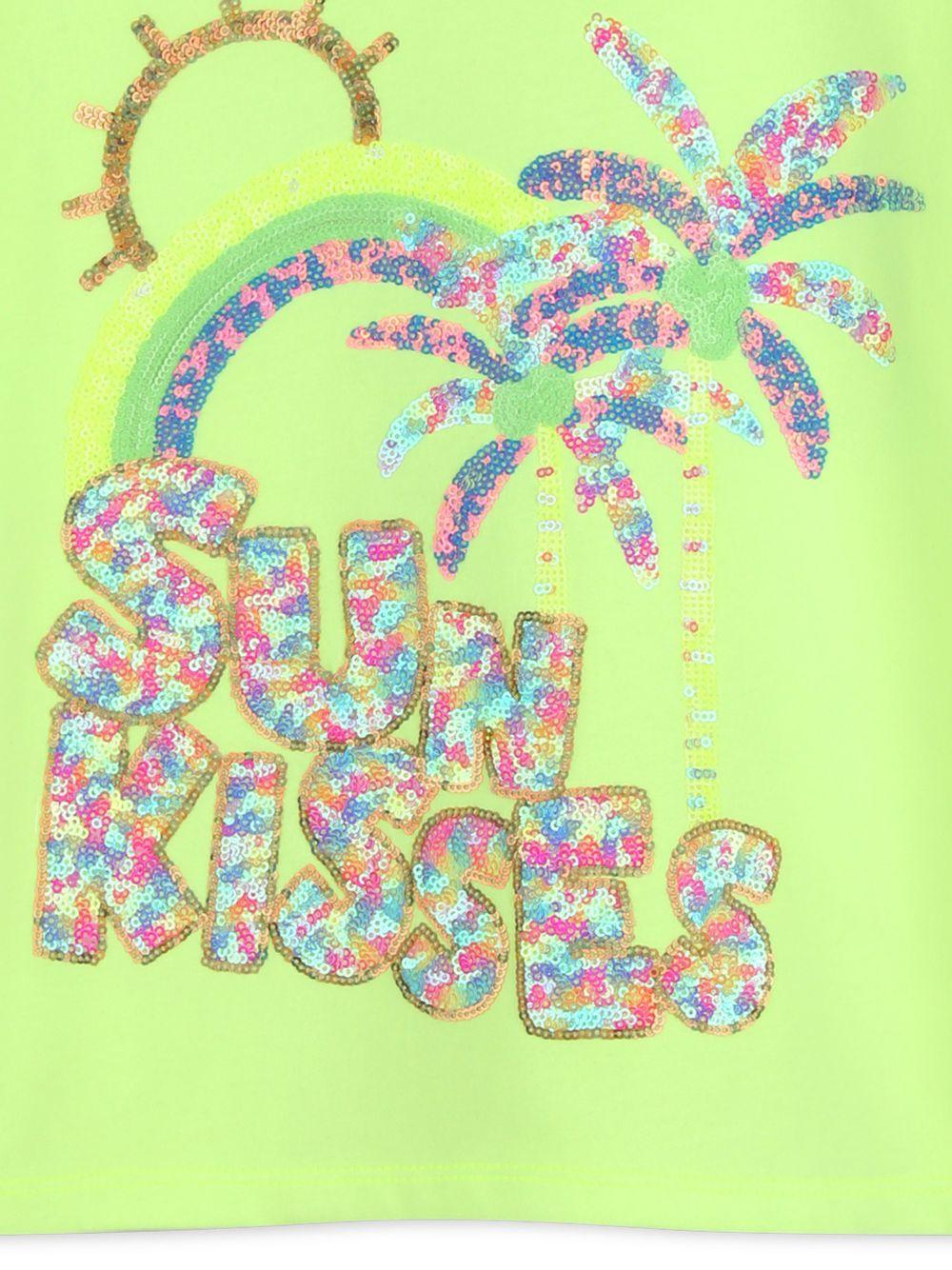 T-shirt per bambina Billieblush verde con decorazione con paillettes - Rubino Kids