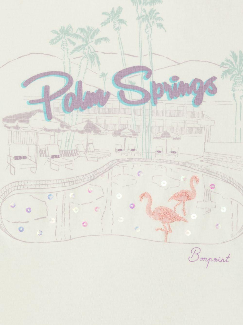 T-shirt per bambina Bonpoint bianca con paillettes - Rubino Kids