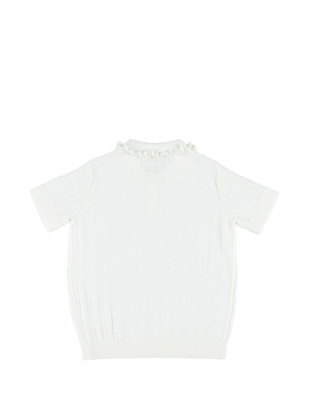 T-shirt per bambina Bonpoint bianca con ruches - Rubino Kids