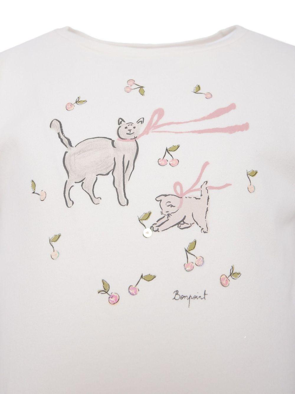 T-shirt per bambina Bonpoint bianca con stampa grafica - Rubino Kids