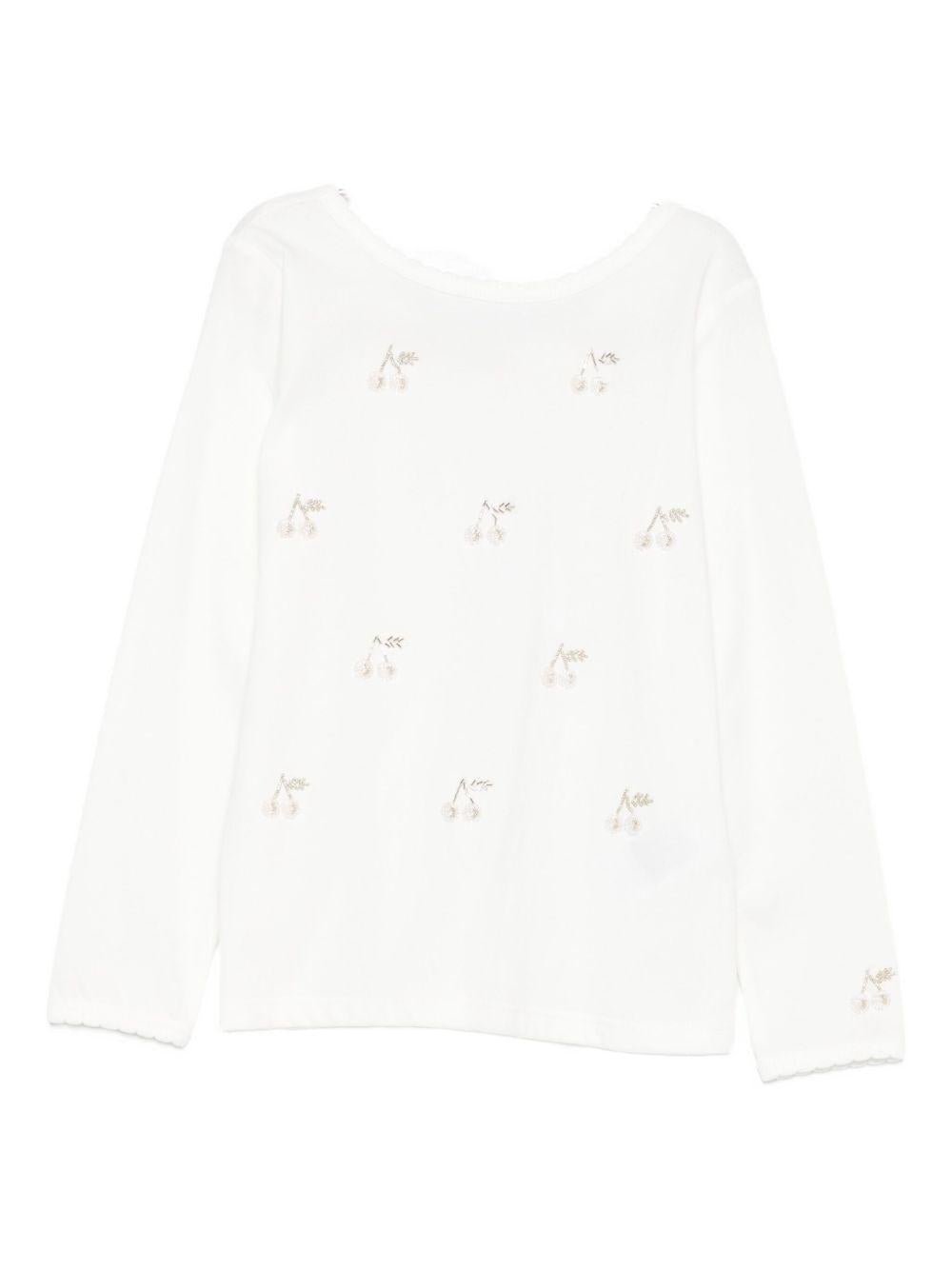 T-shirt per bambina Bonpoint bianco con decorazioni ciliegia - Rubino Kids