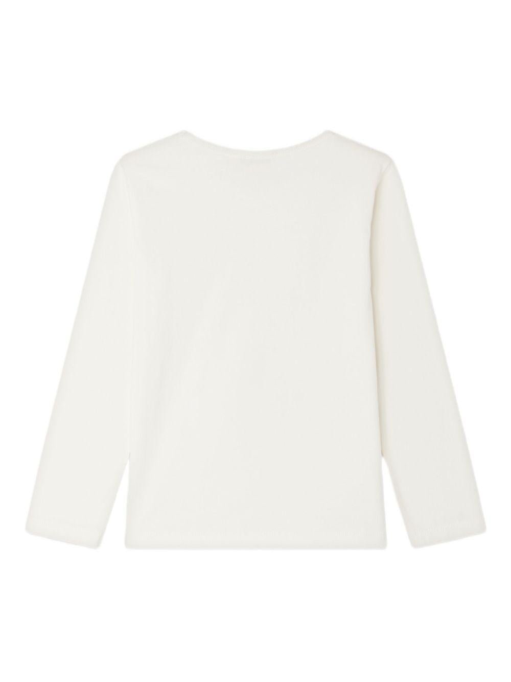 T-shirt per bambina Bonpoint Eiffel - Tower bianco con stampa sul davanti - Rubino Kids