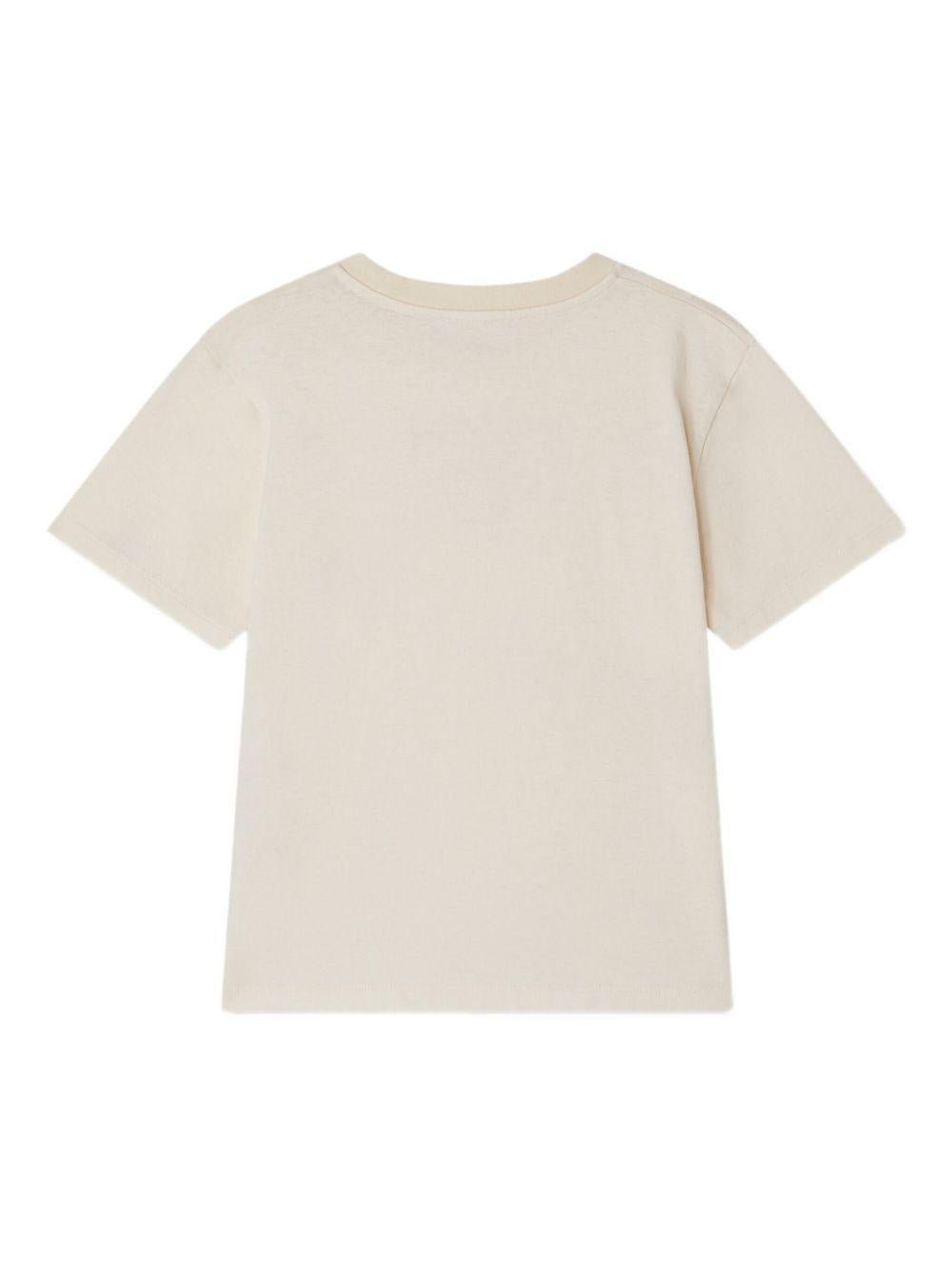 T-shirt per bambina Bonpoint Thida beige con stampa sul davanti - Rubino Kids