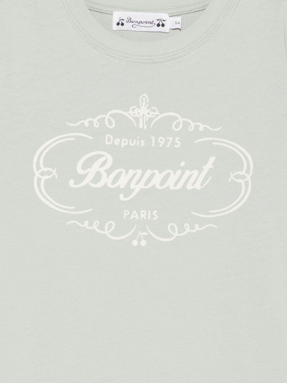 T-shirt per bambina Bonpoint verde salvia con stampa logo - Rubino Kids