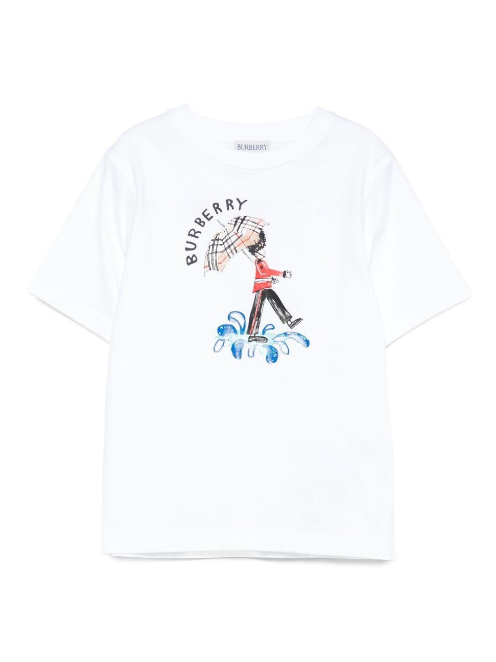T-shirt per bambina Burberry Kids bianca con stampa grafica - Rubino Kids
