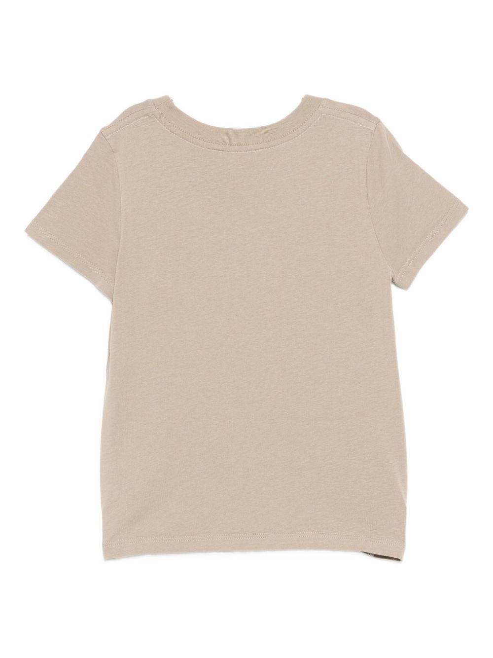 T-shirt per bambina Chloé Kids beige con logo sul davanti - Rubino Kids