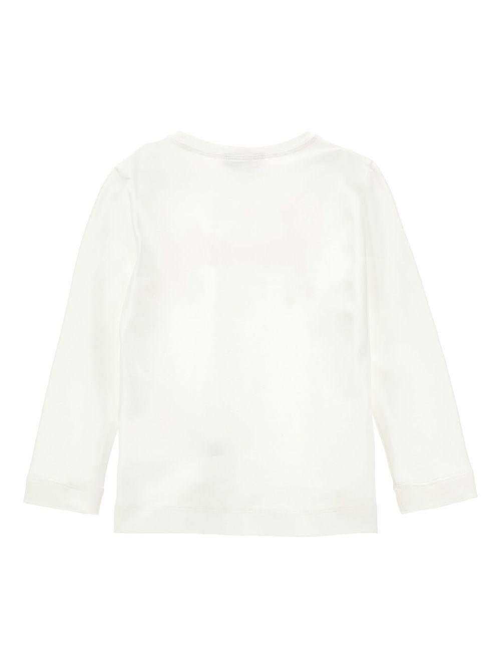 T-shirt per bambina Disney x Monnalisa bianco con stampa Family Stitch - Rubino Kids