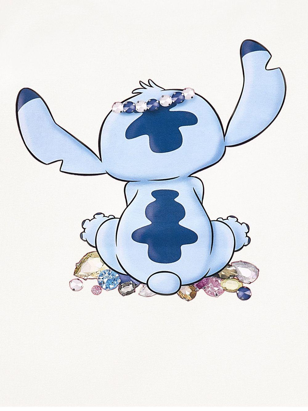 T-shirt per bambina Disney x Monnalisa bianco con stampa grafica Stitch - Rubino Kids