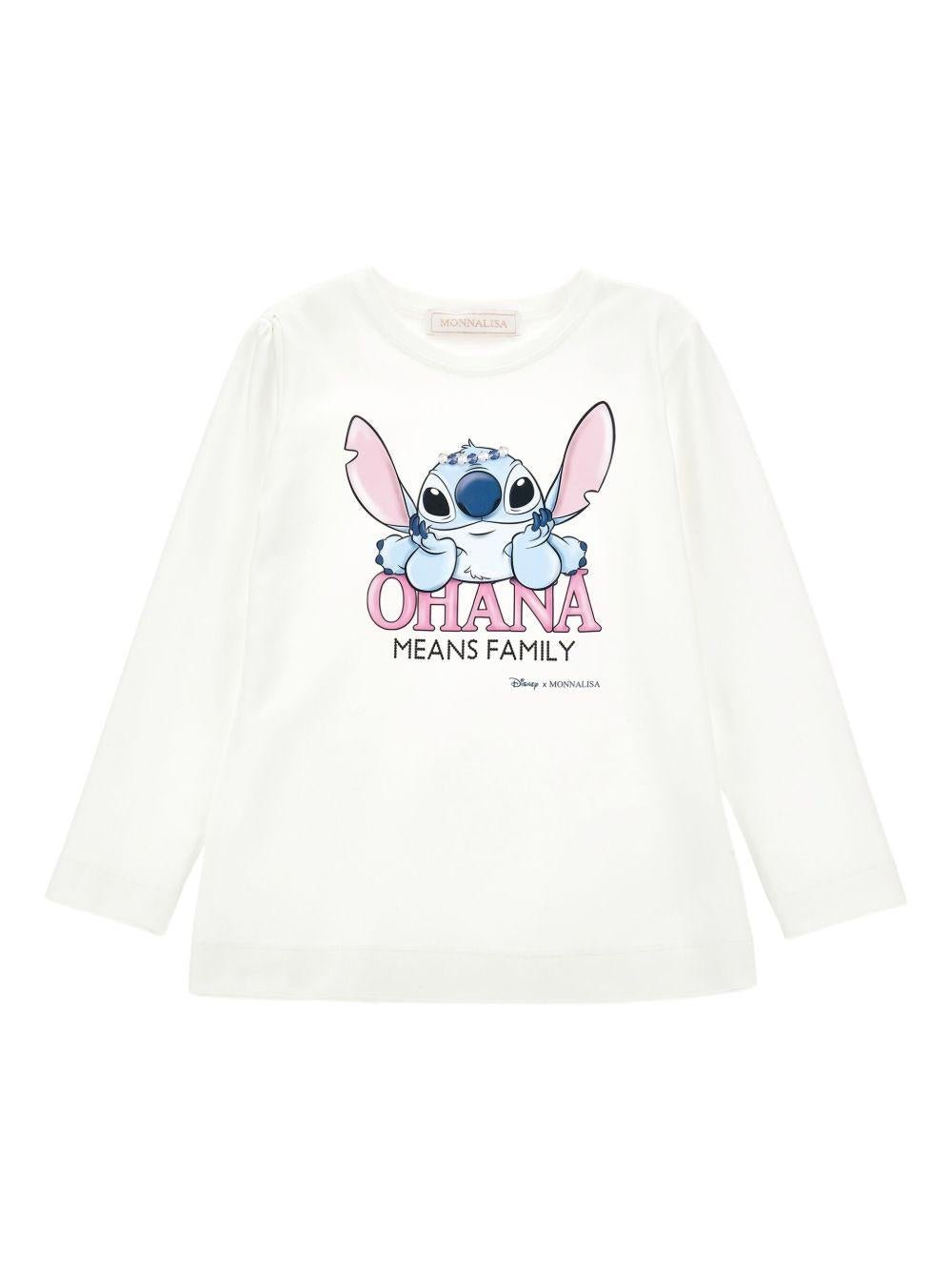 T-shirt per bambina Disney x Monnalisa bianco con stampa grafica Stitch - Rubino Kids