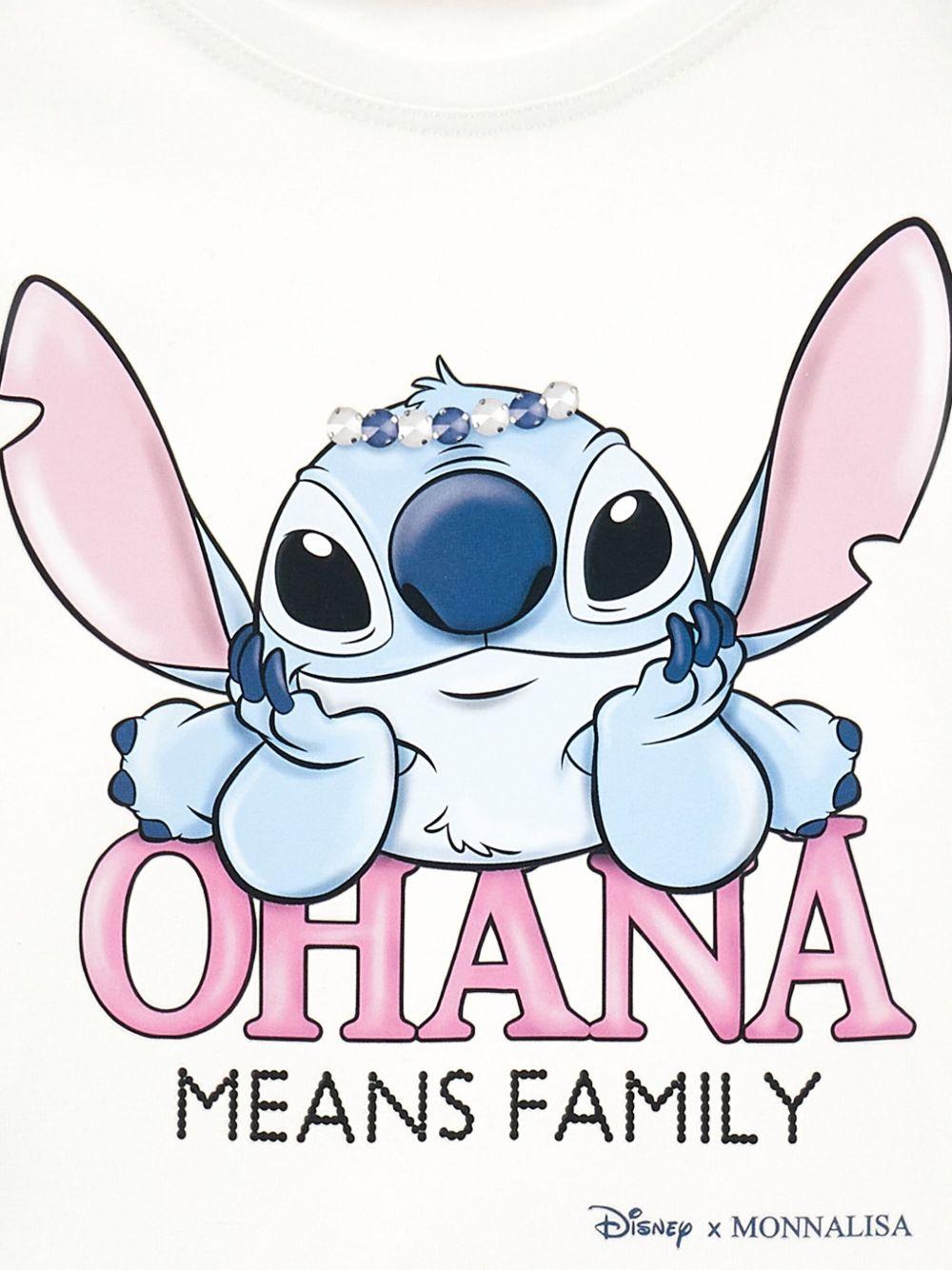 T-shirt per bambina Disney x Monnalisa bianco con stampa grafica Stitch - Rubino Kids