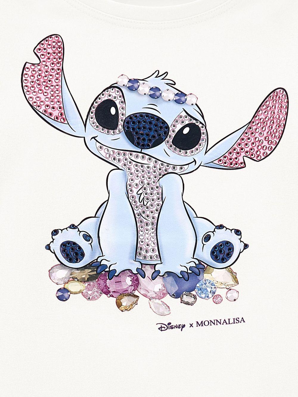 T-shirt per bambina Disney x Monnalisa bianco con stampa grafica Stitch - Rubino Kids
