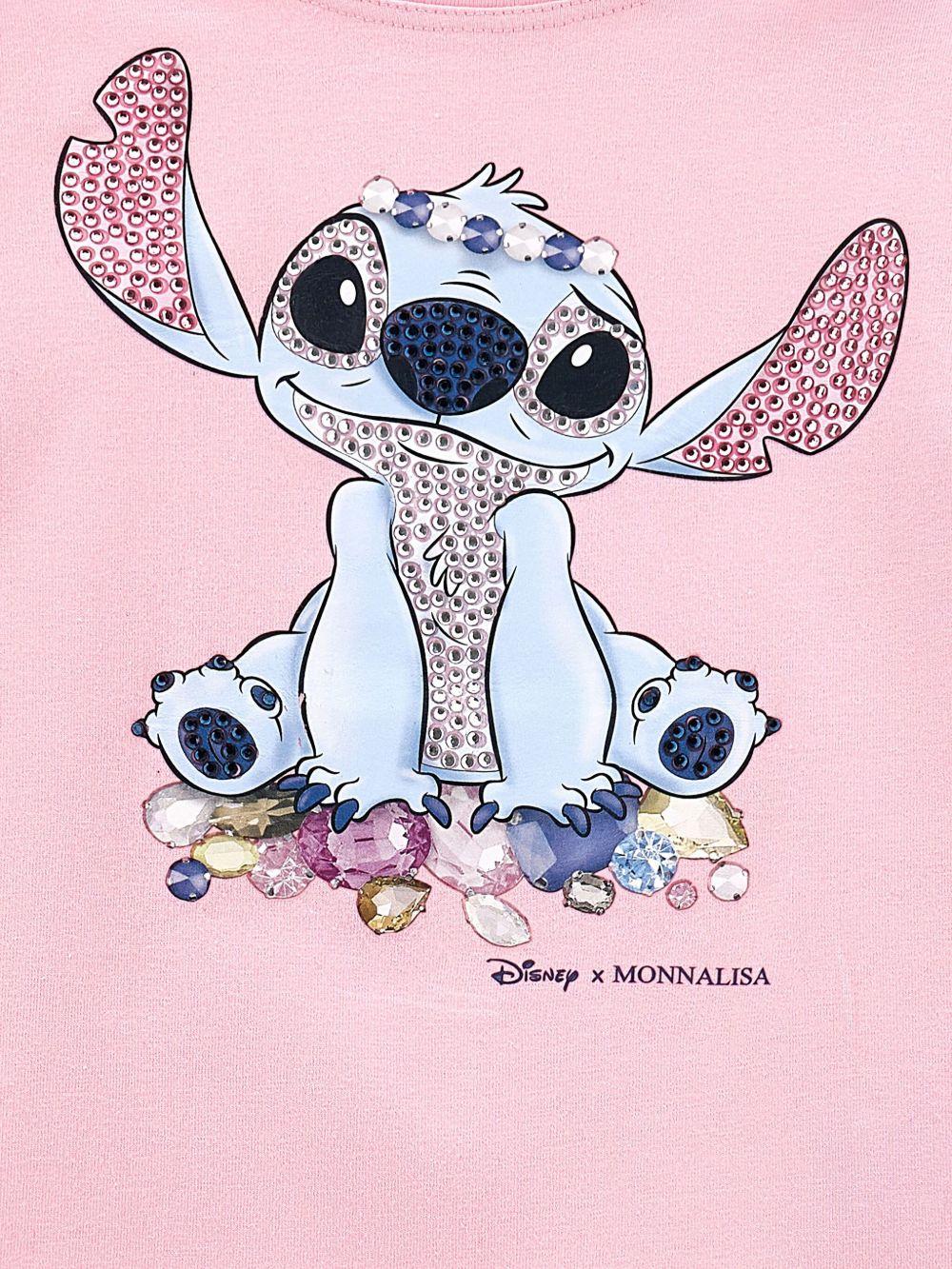 T-shirt per bambina Disney x Monnalisa rosa con stampa grafica Stitch - Rubino Kids