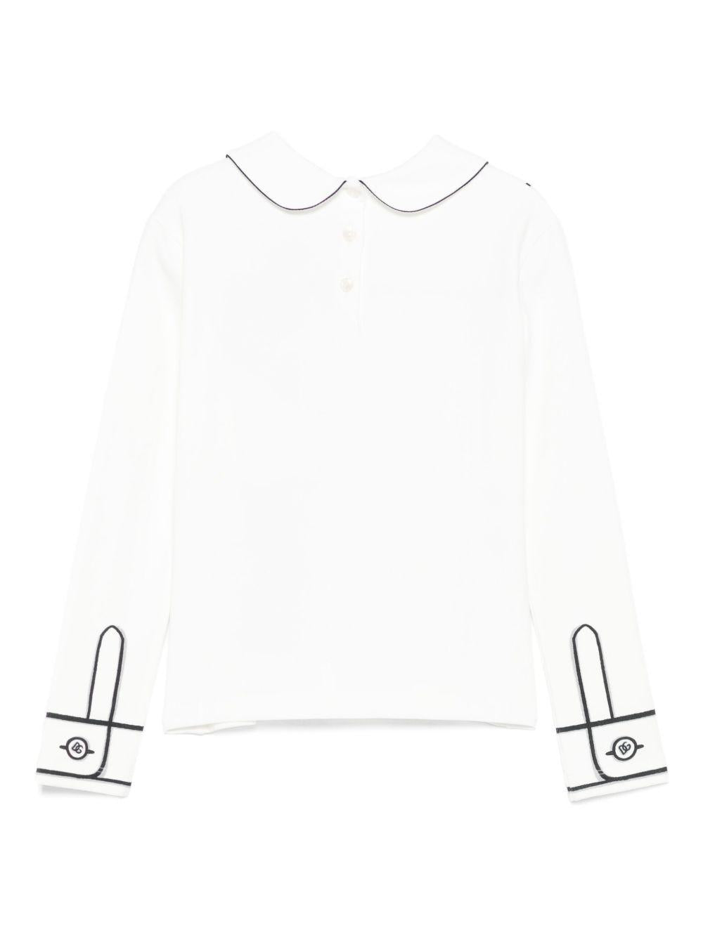 T-shirt per bambina Dolce & Gabbana Kids bianca con stampa a trompe l'oeil - Rubino Kids