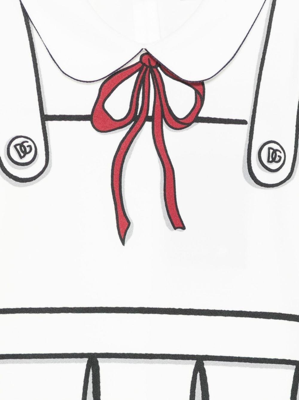 T-shirt per bambina Dolce & Gabbana Kids bianca con stampa a trompe l'oeil - Rubino Kids