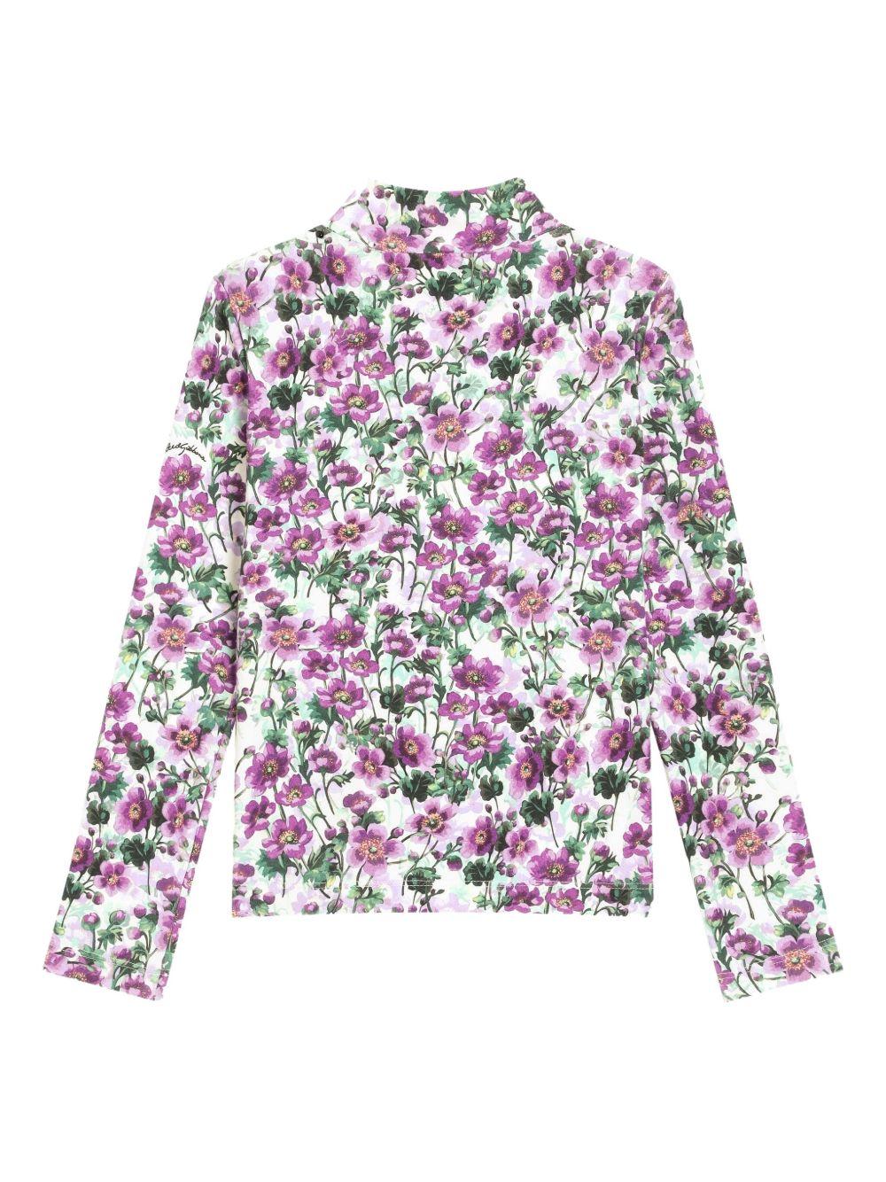 T-shirt per bambina Dolce & Gabbana Kids viola con stampa a fiori - Rubino Kids