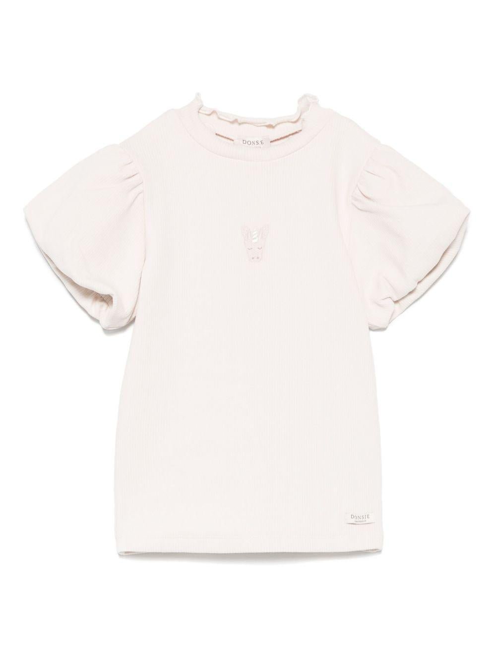 T-shirt per bambina Donsje Nowien beige con motivo con ricamo - Rubino Kids