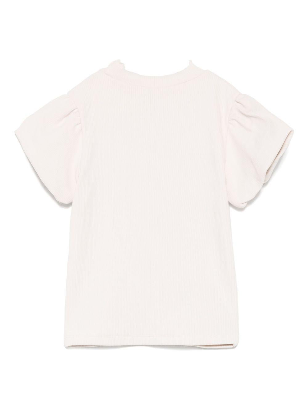 T-shirt per bambina Donsje Nowien beige con motivo con ricamo - Rubino Kids