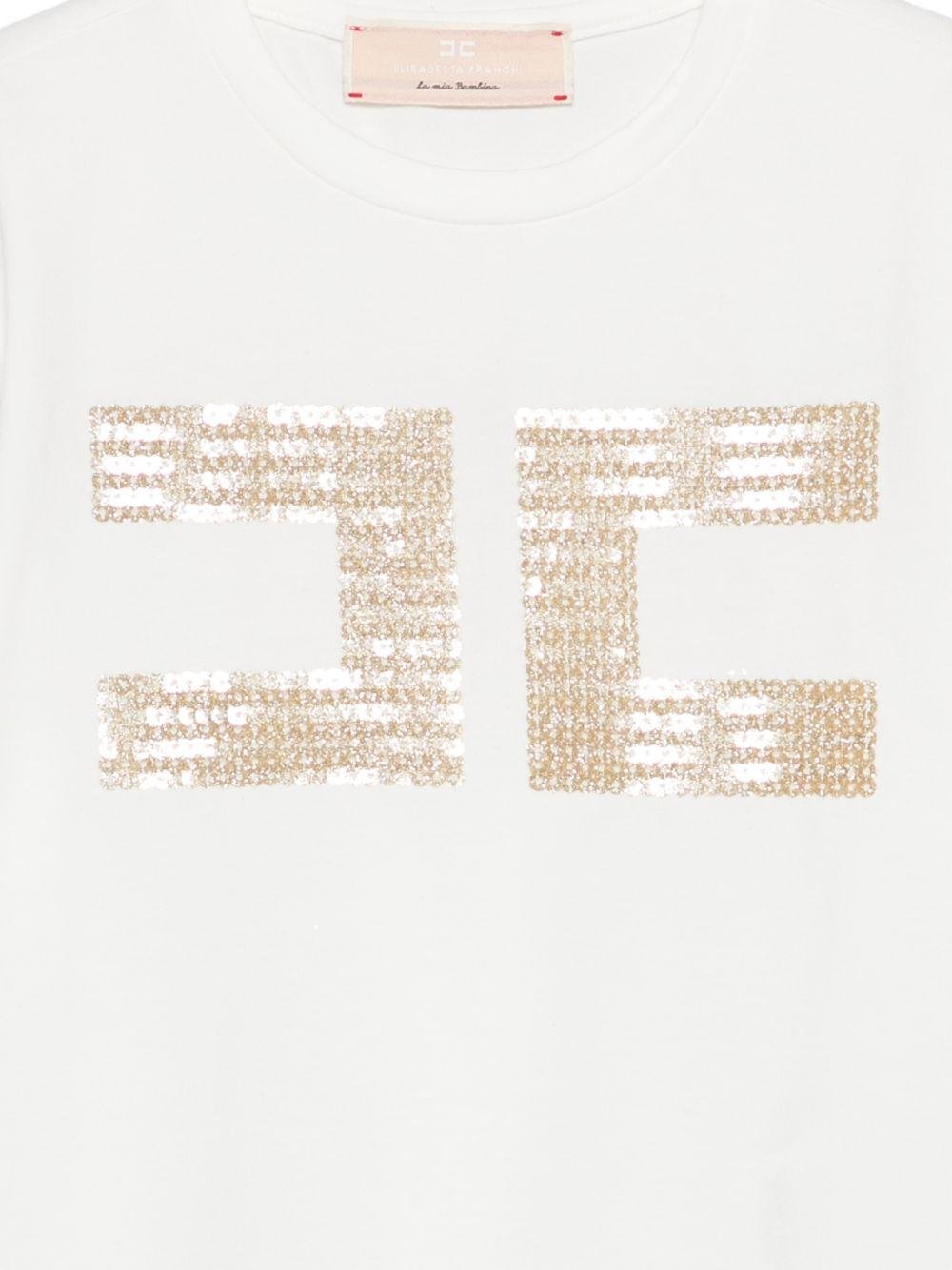 T-shirt per bambina Elisabetta Franchi La Mia Bambina bianca con paillettes - Rubino Kids