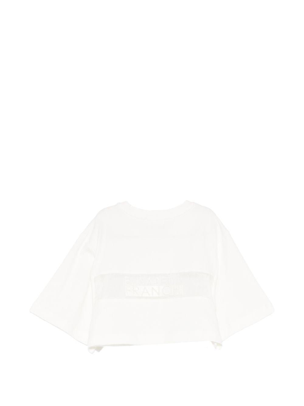 T-shirt per bambina Elisabetta Franchi La Mia Bambina bianco con dettaglio logo - Rubino Kids