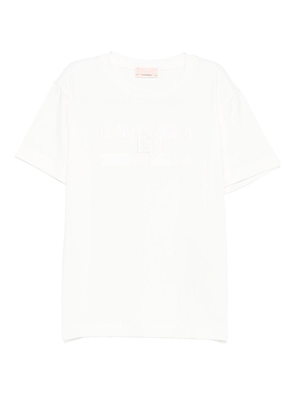 T-shirt per bambina Elisabetta Franchi La Mia Bambina bianco in cotone con logo - Rubino Kids