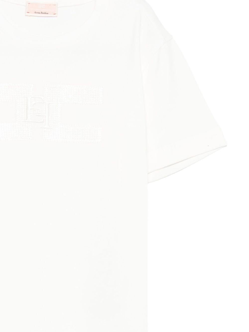 T-shirt per bambina Elisabetta Franchi La Mia Bambina bianco in cotone con logo - Rubino Kids