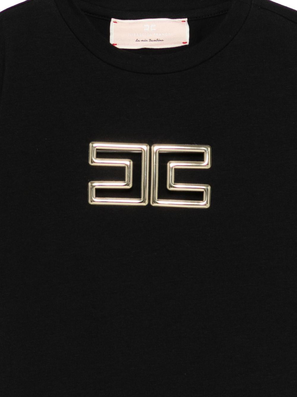 T-shirt per bambina Elisabetta Franchi La Mia Bambina nera con logo - Rubino Kids
