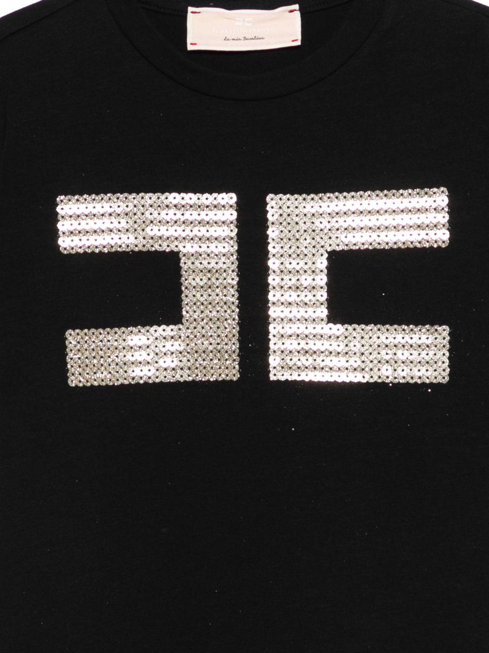 T-shirt per bambina Elisabetta Franchi La Mia bambina nera con paillettes - Rubino Kids