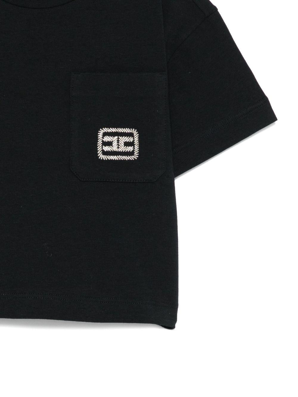 T-shirt per bambina Elisabetta Franchi La Mia Bambina nero con logo - Rubino Kids