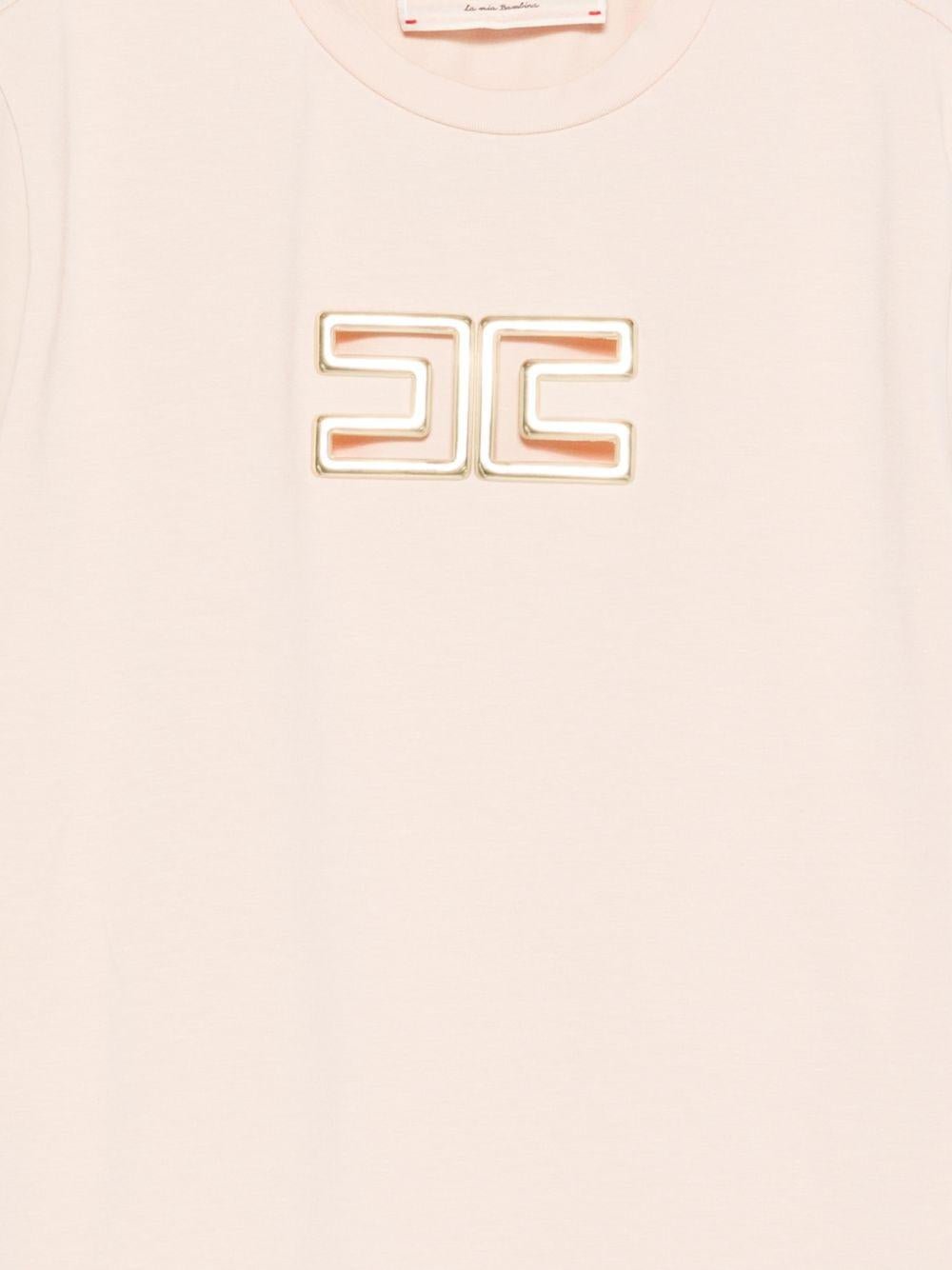 T-shirt per bambina Elisabetta Franchi La Mia Bambina rosa con dettaglio logo - Rubino Kids