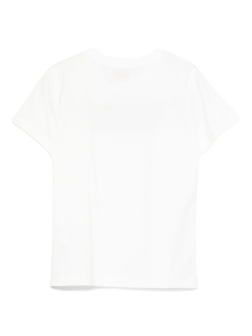 T-shirt per bambina Emilio Pucci Junior bianco con logo ricamato - Rubino Kids