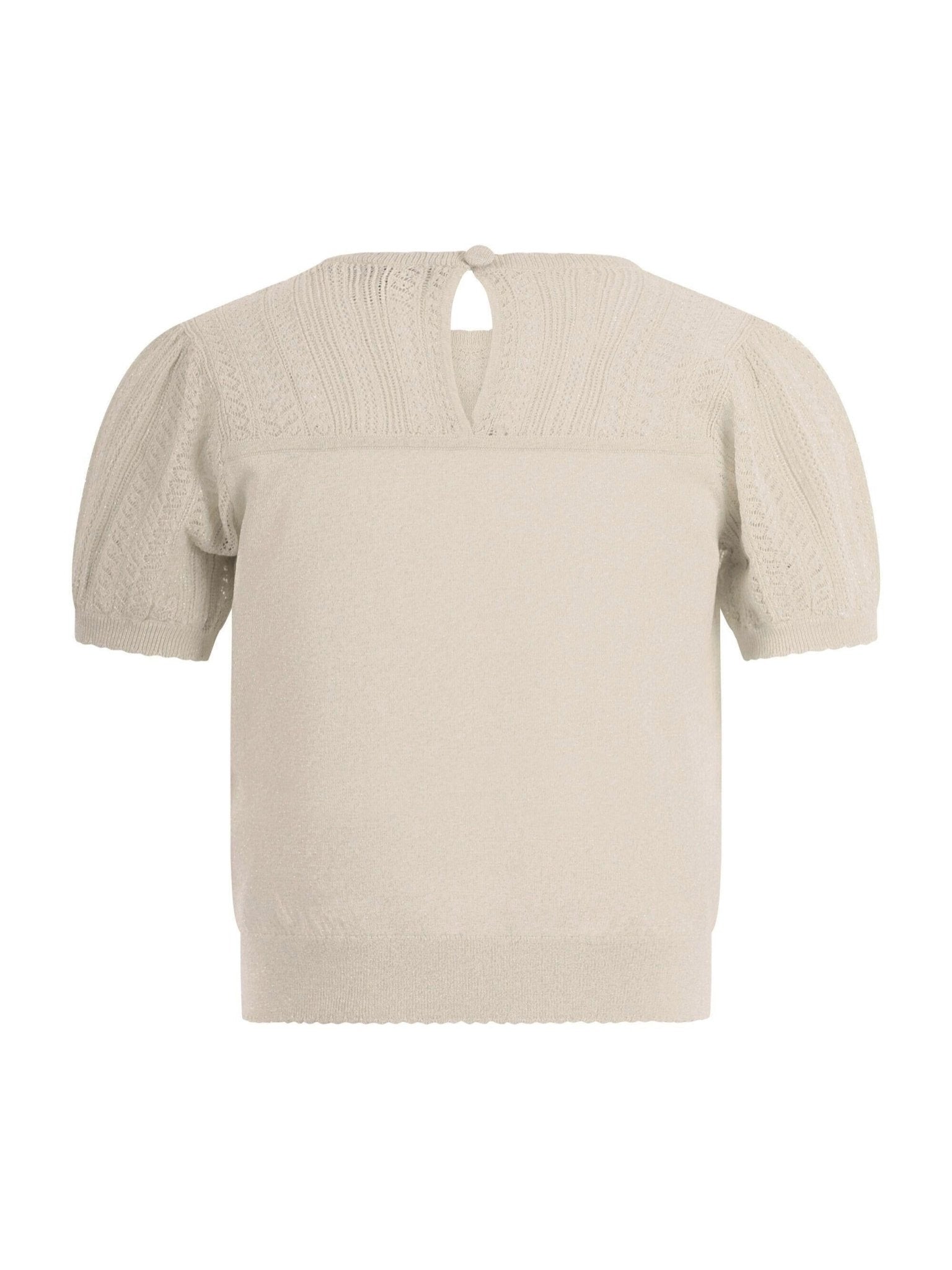 T-shirt per bambina Emporio Armani Kids beige con maniche corte a sbuffo - Rubino Kids