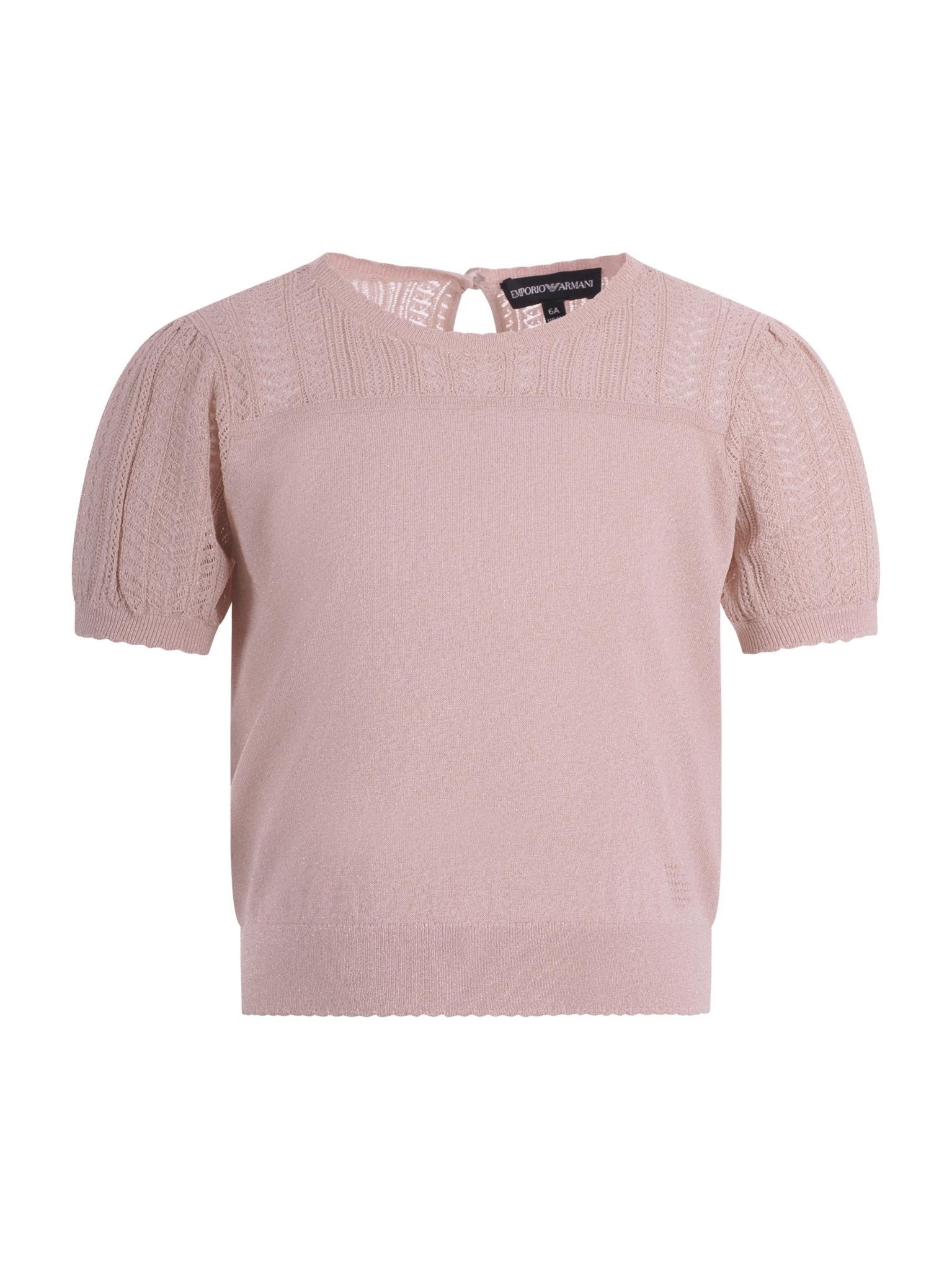 T-shirt per bambina Emporio Armani Kids rosa con maniche corte a sbuffo - Rubino Kids