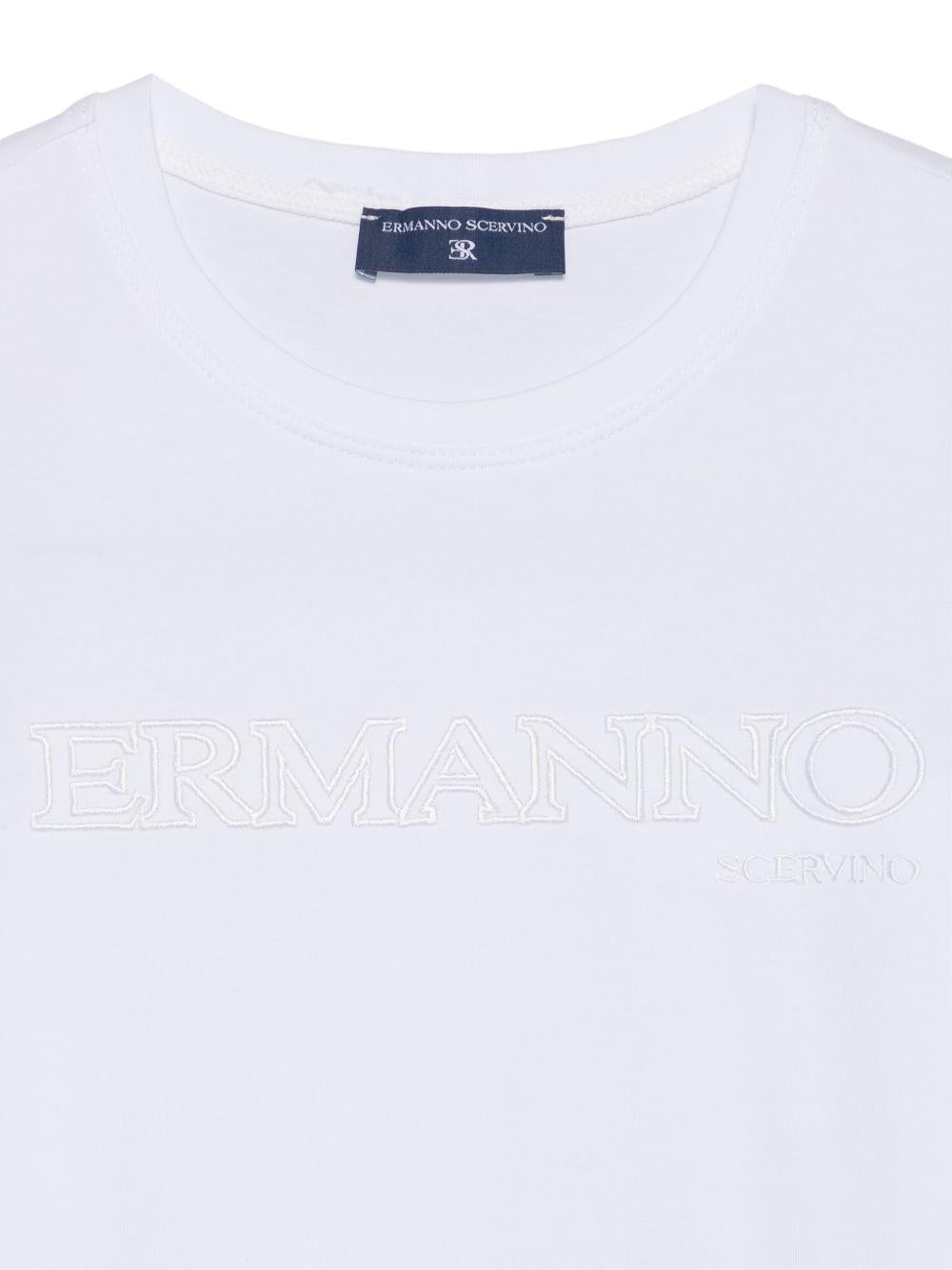 T-shirt per bambina Ermanno Scervino Junior bianca con logo sul davanti - Rubino Kids