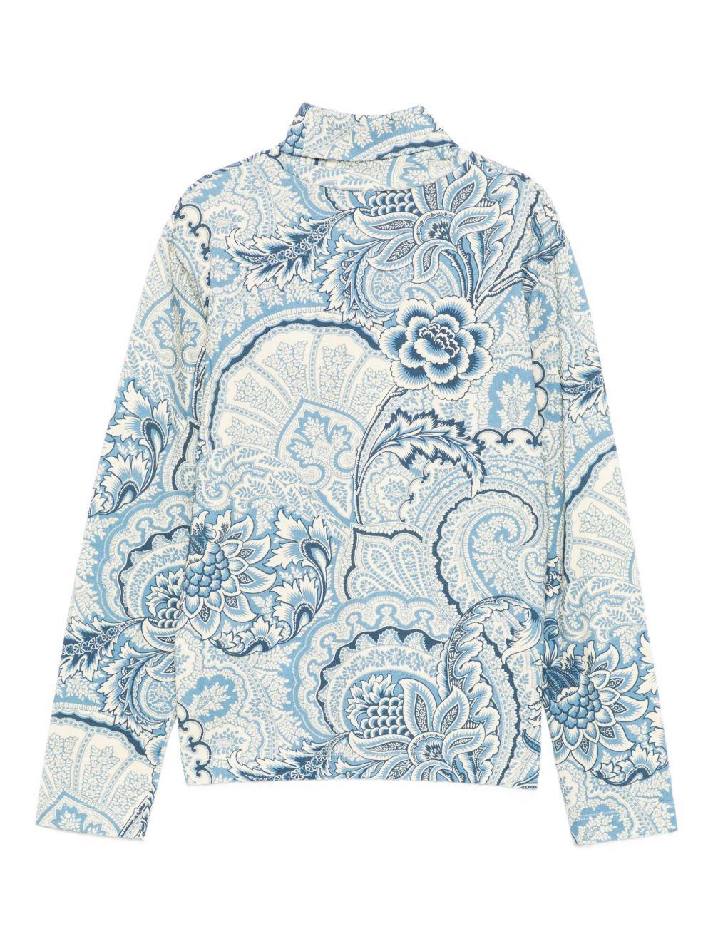 T-shirt per bambina Etro Kids azzurro con motivo paisley - Rubino Kids