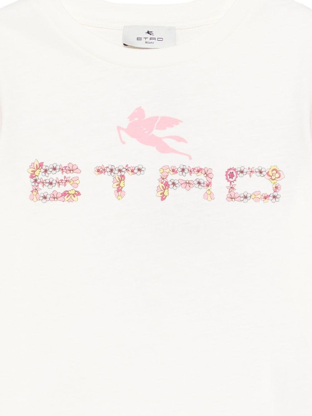 T-shirt per bambina Etro Kids beige con stampa floreale - Rubino Kids