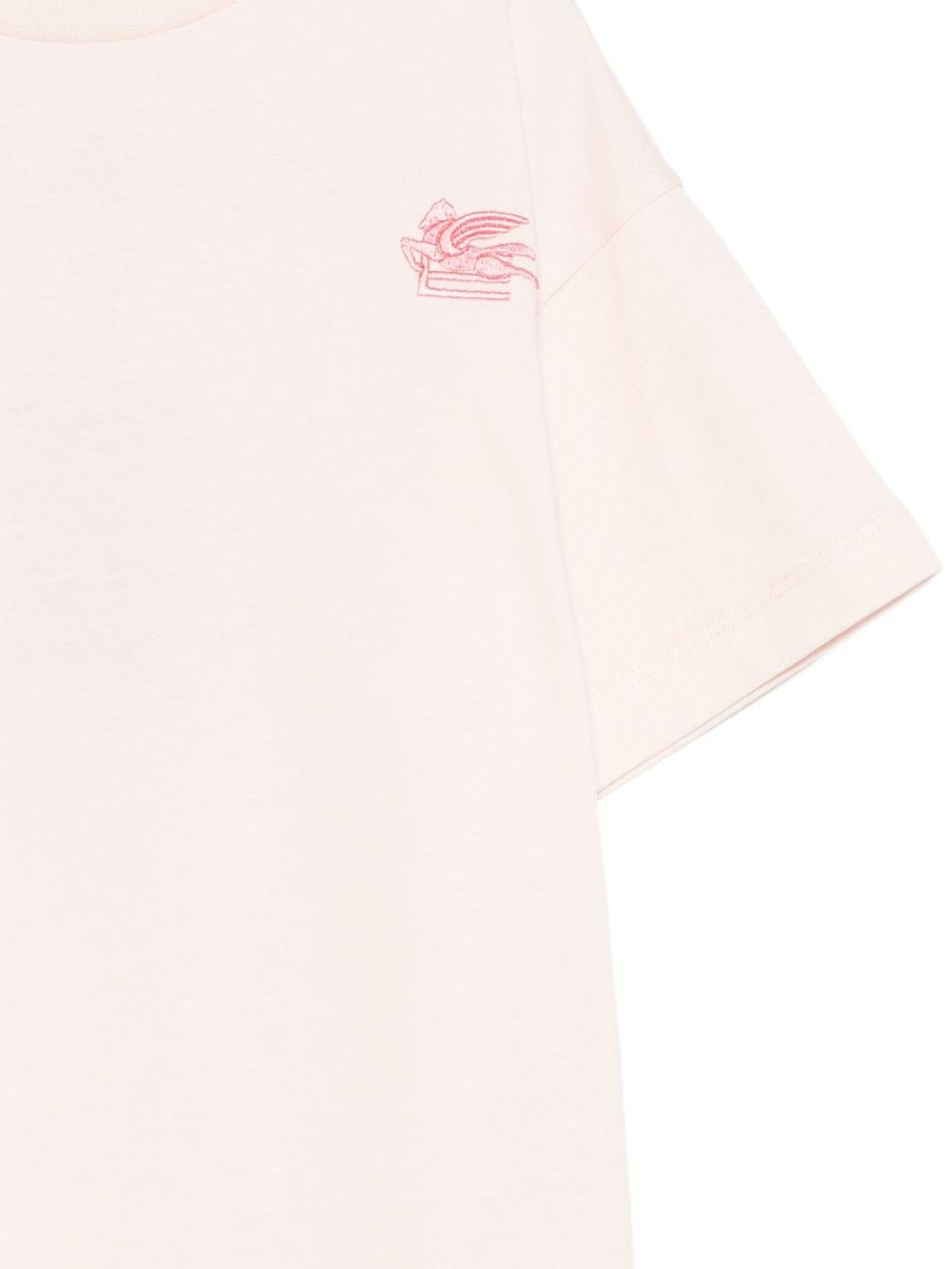T-shirt per bambina Etro Kids rosa con logo ricamato - Rubino Kids