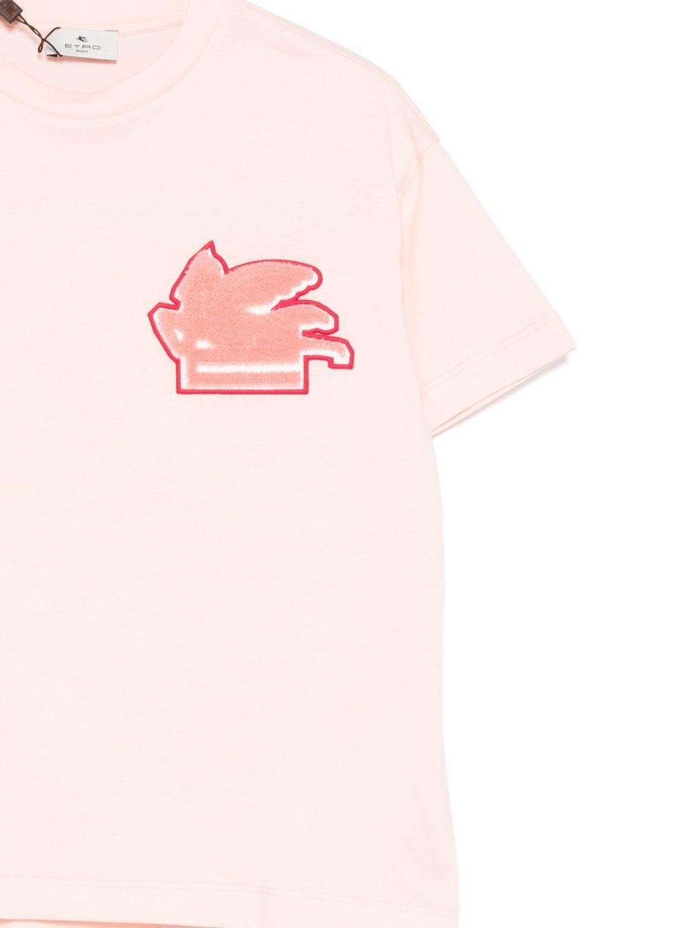 T-shirt per bambina ETRO KIDS rosa con motivo Pegaso - Rubino Kids